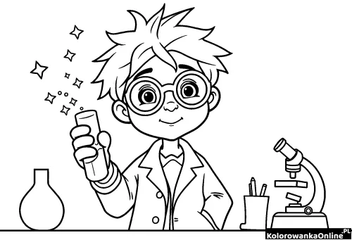 Kolorowanka online Młody naukowiec