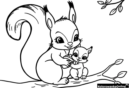 Kolorowanka online Wiewiórki i żołądź