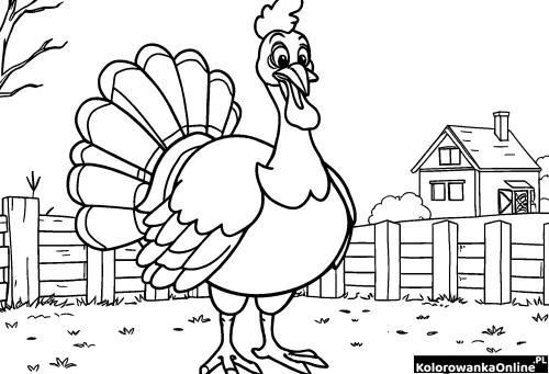 Kolorowanka online Indyk na wsi