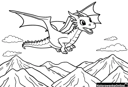 Kolorowanka online Smok nad górami