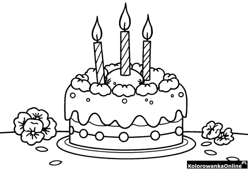 Kolorowanka online Tort urodzinowy
