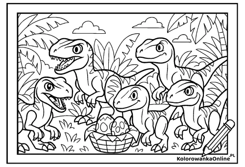 Kolorowanka online Raptory w dżungli