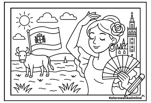 Kolorowanka online Symbole Hiszpanii