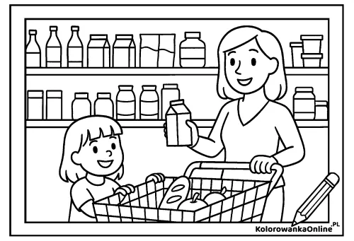 Kolorowanka online Zakupy z mamą