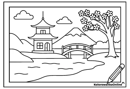 Kolorowanka online Wiosna w Japonii