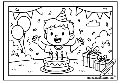 Kolorowanka online Urodziny chłopca