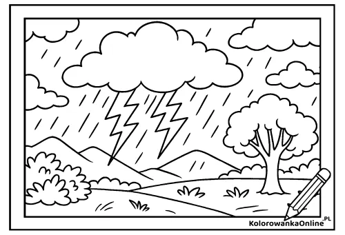 Kolorowanka online Burza z piorunami