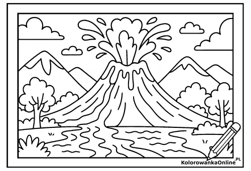 Kolorowanka online Erupcja wulkanu