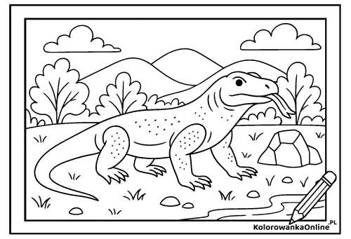 Kolorowanka online Waran na łące