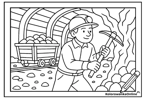 Kolorowanka online Górnik przy pracy