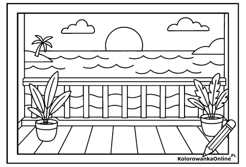 Kolorowanka online Widok z tarasu