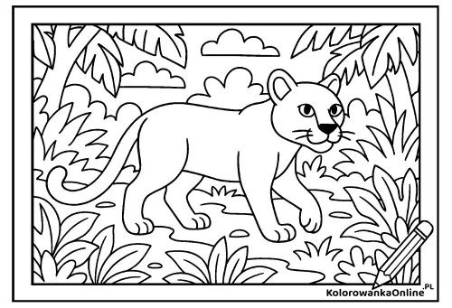 Kolorowanka online Puma w dżungli