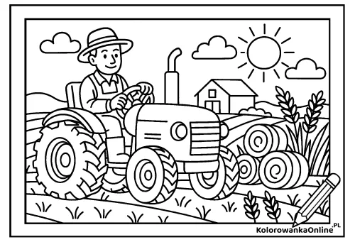Kolorowanka online Rolnik na traktorze
