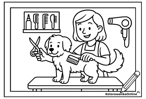 Kolorowanka online Psi fryzjer