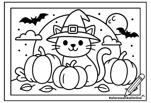 Kolorowanka online Kot na Halloween
