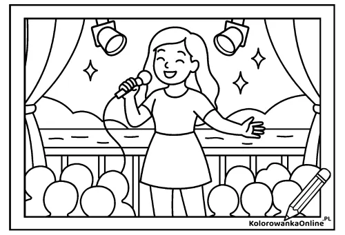 Kolorowanka online Piosenkarka na scenie