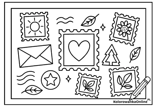 Kolorowanka online Znaczki pocztowe