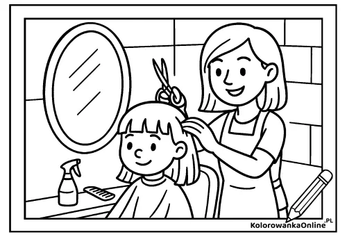 Kolorowanka online Fryzjerka przy pracy