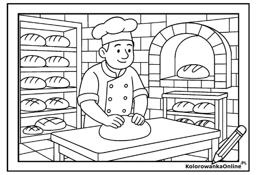 Kolorowanka online Piekarz przy pracy