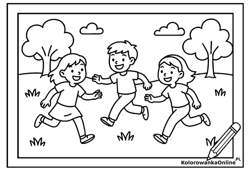 Kolorowanka online Zabawa w berka w parku
