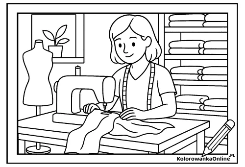 Kolorowanka online Krawcowa przy pracy