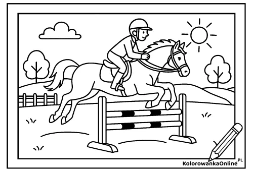 Kolorowanka online Skok przez przeszkodę