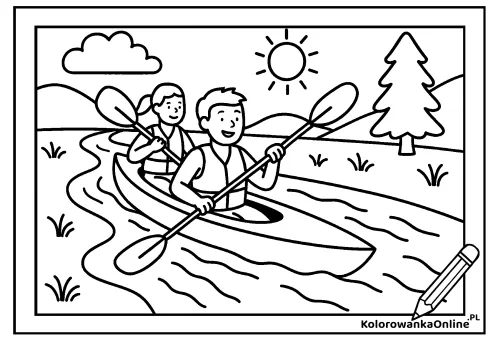 Kolorowanka online Spływ kajakowy