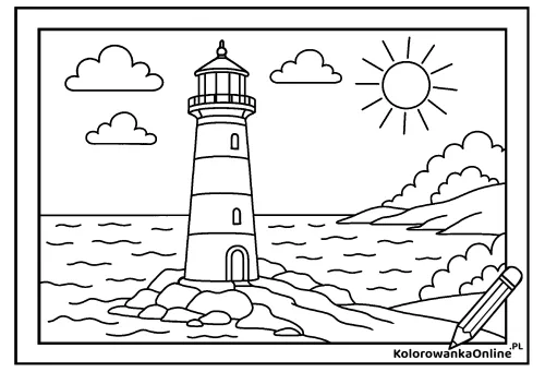 Kolorowanka online Latarnia morska na brzegu