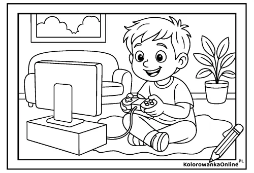 Kolorowanka online Gracz przy konsoli