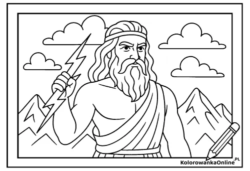 Kolorowanka online Zeus z błyskawicą