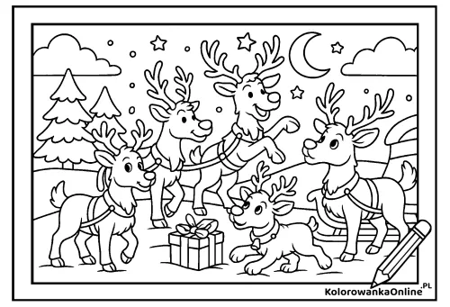 Kolorowanka online Renifery przed wylotem