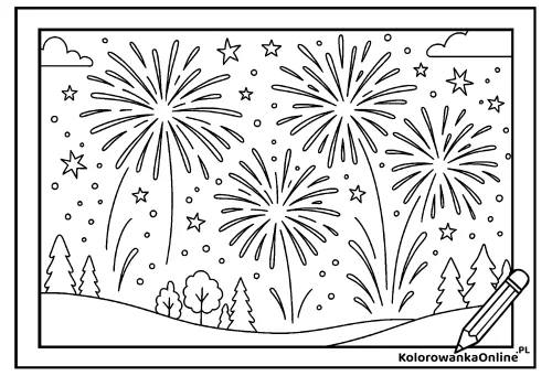 Kolorowanka online Sylwestrowa noc