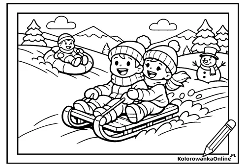 Kolorowanka online Frajda na sankach