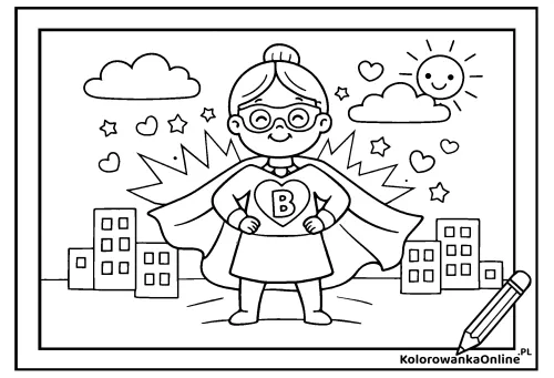 Kolorowanka online Super Babcia