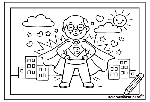 Kolorowanka online Super Dziadek