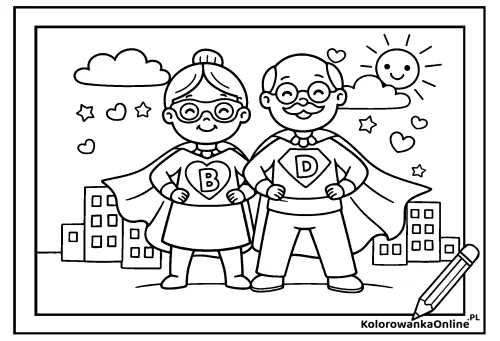 Kolorowanka online Super Dziadkowie