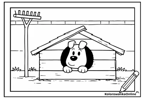 Kolorowanka online Reksio w budzie