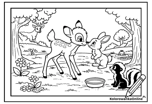 Kolorowanka online Bambi i Tuptuś