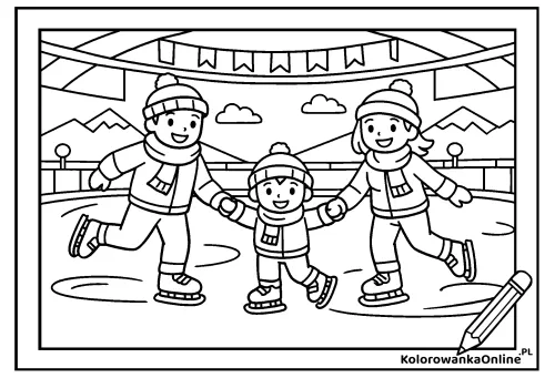 Kolorowanka online Rodzinne łyżwy