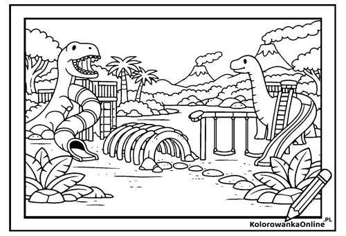Kolorowanka online Dino plac zabaw