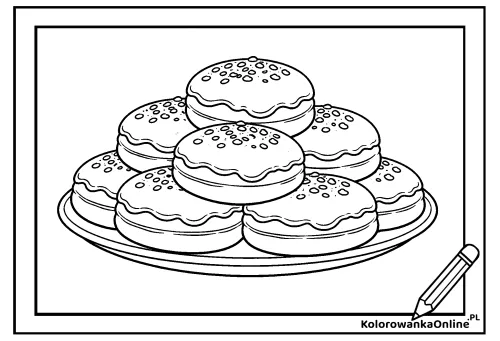Kolorowanka online Pączki na talerzu