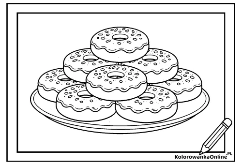 Kolorowanka online Donuty na talerzu