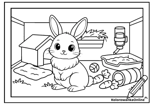 Kolorowanka online Królik w klatce