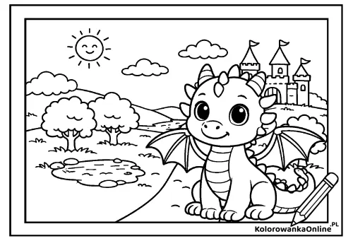 Kolorowanka online Smok i zamek