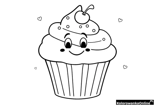 Kolorowanka online Uśmiechnięta babeczka